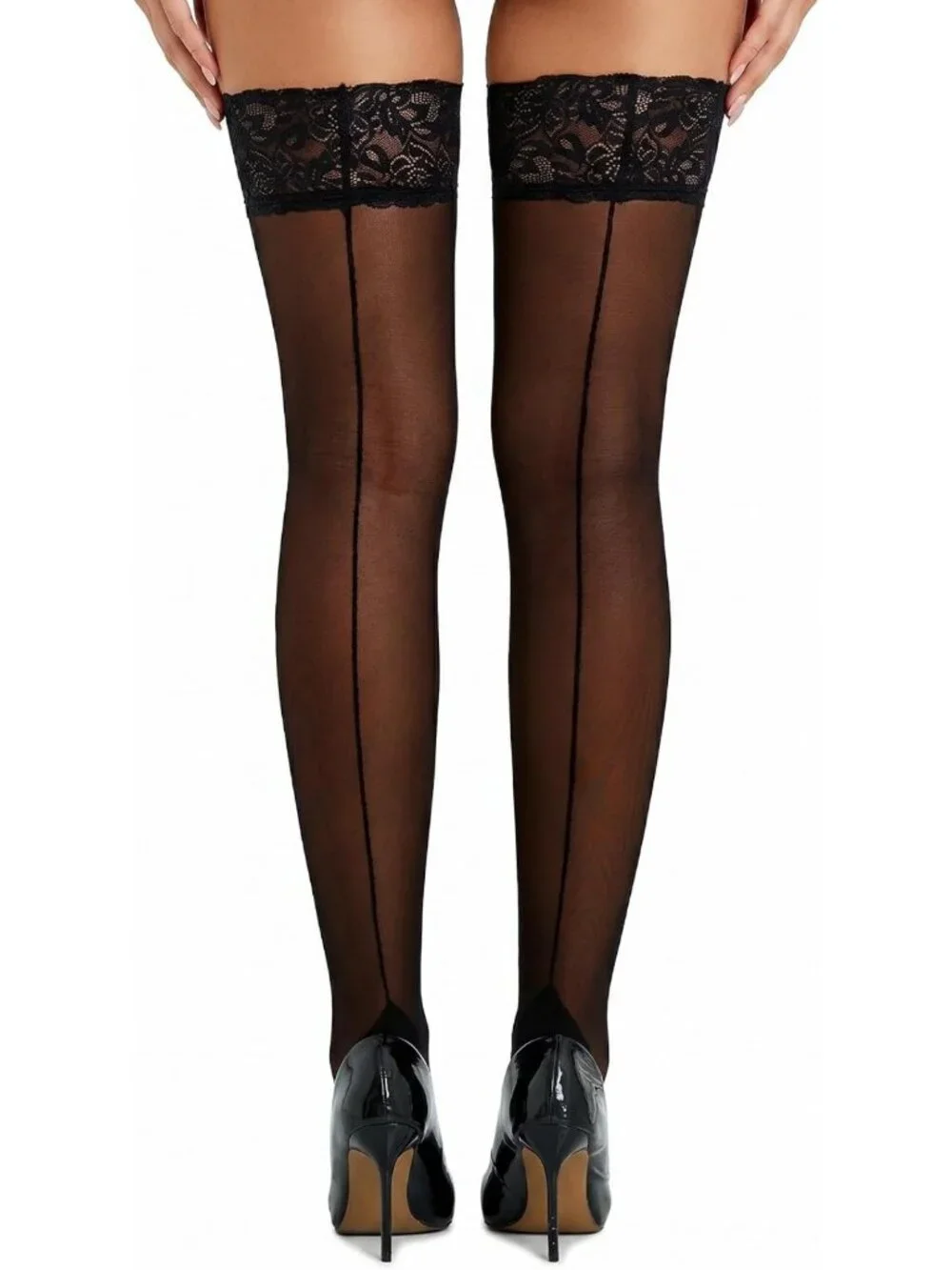 Sexy Lace Thigh High Stockings - 30D Antiskid Silicone, Backseam for Parties